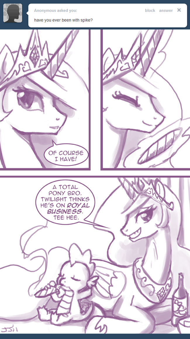 alicorn bottle cigar comic cub dialog dialogue dragon duo english_text equine eyes_closed female feral friendship_is_magic horn horse john_joseco male mammal monochrome my_little_pony pegacorn pony princess princess_celestia_(mlp) royalty scalie spike_(mlp) text tiara tumblr winged_unicorn wings young