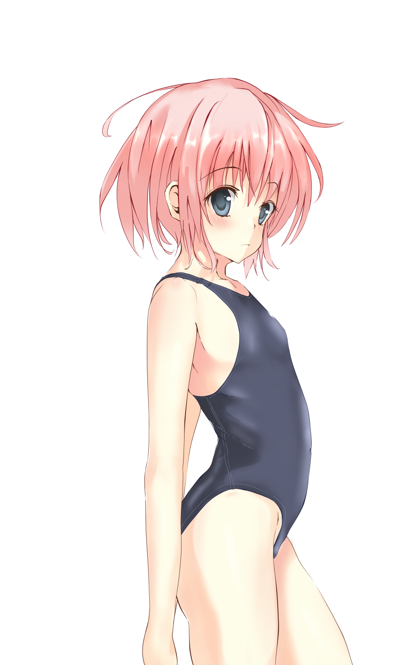 441 bad_id bad_pixiv_id blue_eyes highres one-piece_swimsuit original pink_hair school_swimsuit short_hair solo swimsuit transparent_background