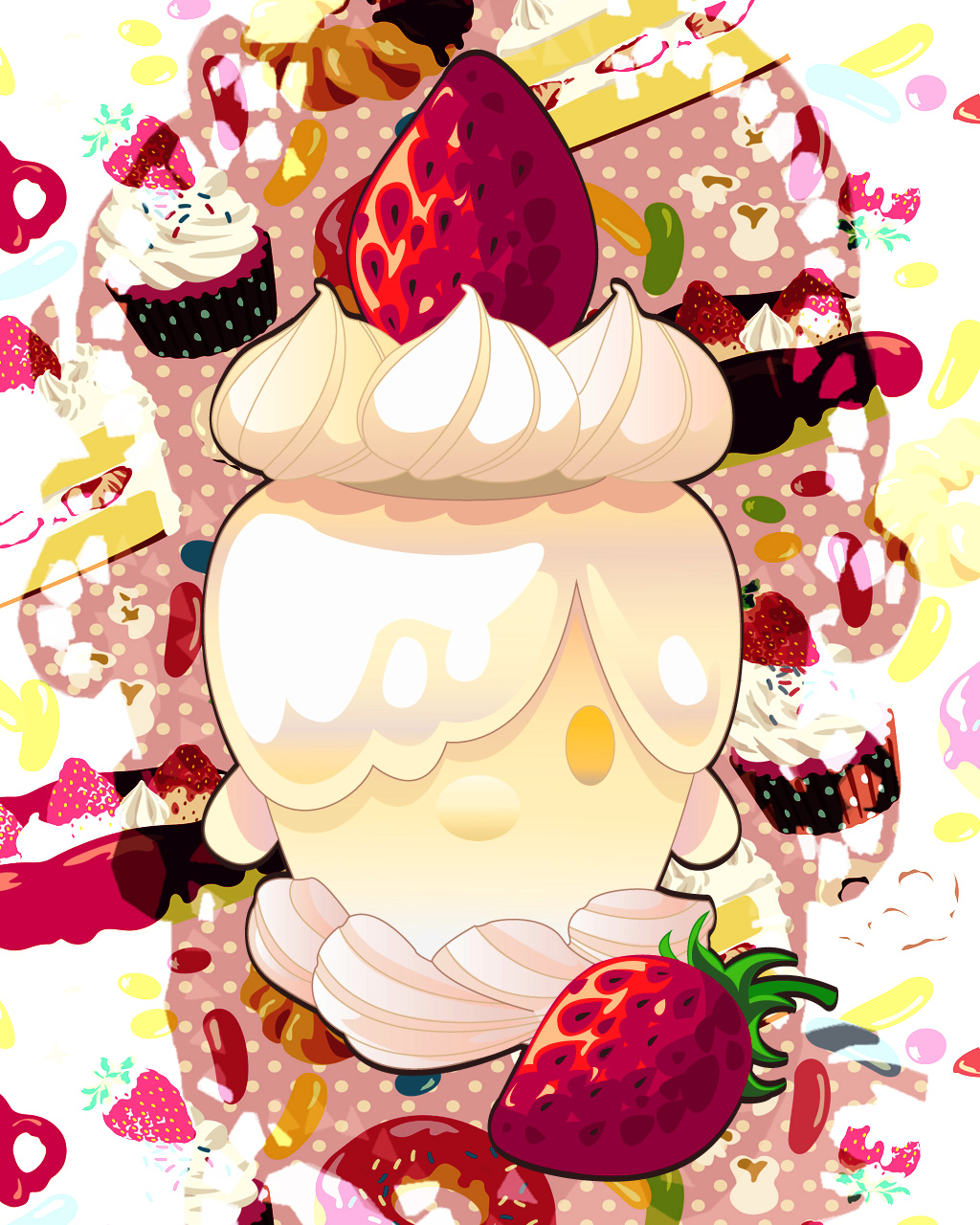 bad_id bad_pixiv_id cake candle candy creature cupcake doughnut food french_cruller fruit gen_5_pokemon highres icing jelly_bean litwick no_humans objectification pokemon pokemon_(creature) rimoji slice_of_cake solo sprinkles strawberry strawberry_shortcake