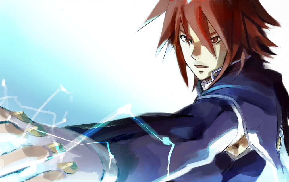 brown_eyes gradient gradient_background kratos_aurion male male_focus red_hair redhead short_hair sio_vanilla solo tales_of_(series) tales_of_symphonia
