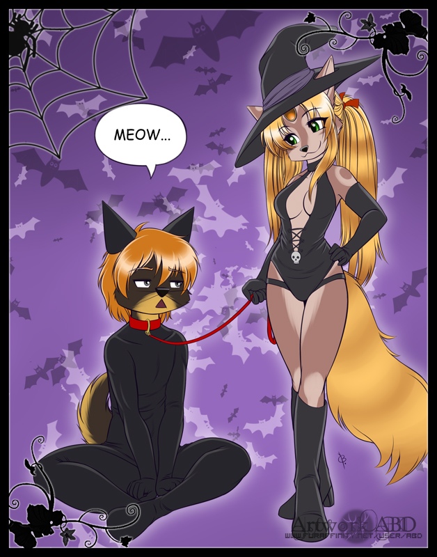black_cat canine cat collar costume feline female halloween holidays kingofkof leash magic_user mammal maya miles skimike witch