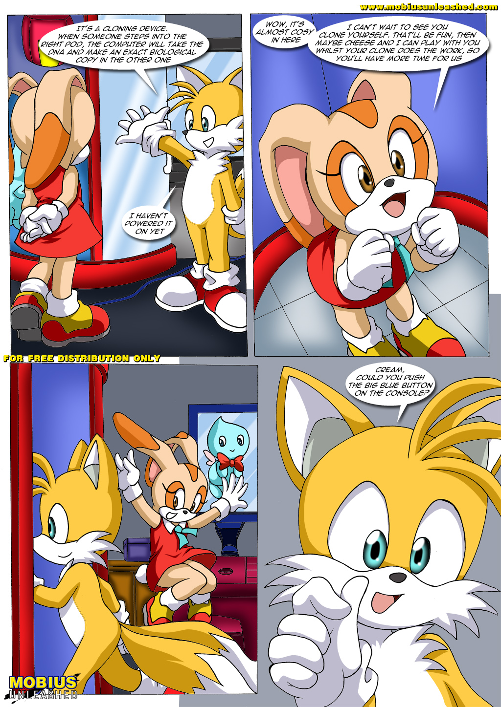 canine cloning_device comic cream_the_rabbit english_text fox hedgehog mammal miles_prower mobius_unleashed multiple_tails sega sonic_(series) text