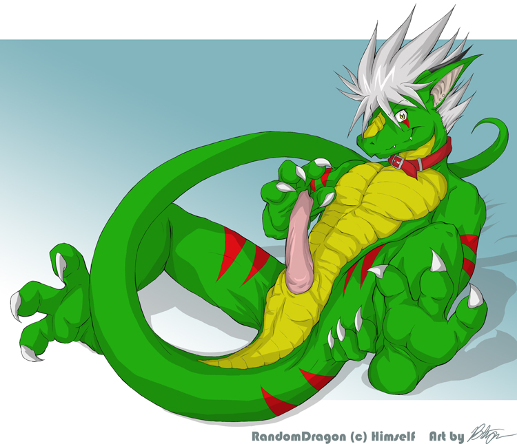 biceps big_muscles cyber_zai dragon erection feral green_dragon hair male muscles nude penis scalie solo tail white_hair