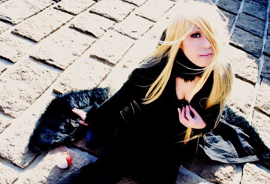 asian blonde_hair cosplay hair_ornament hair_over_one_eye photo pokemon shirona_(pokemon)