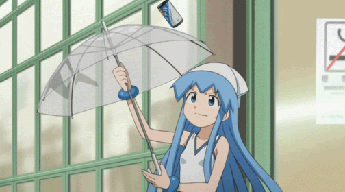 animated_gif can ikamusume shinryaku!_ikamusume spin spinning umbrella