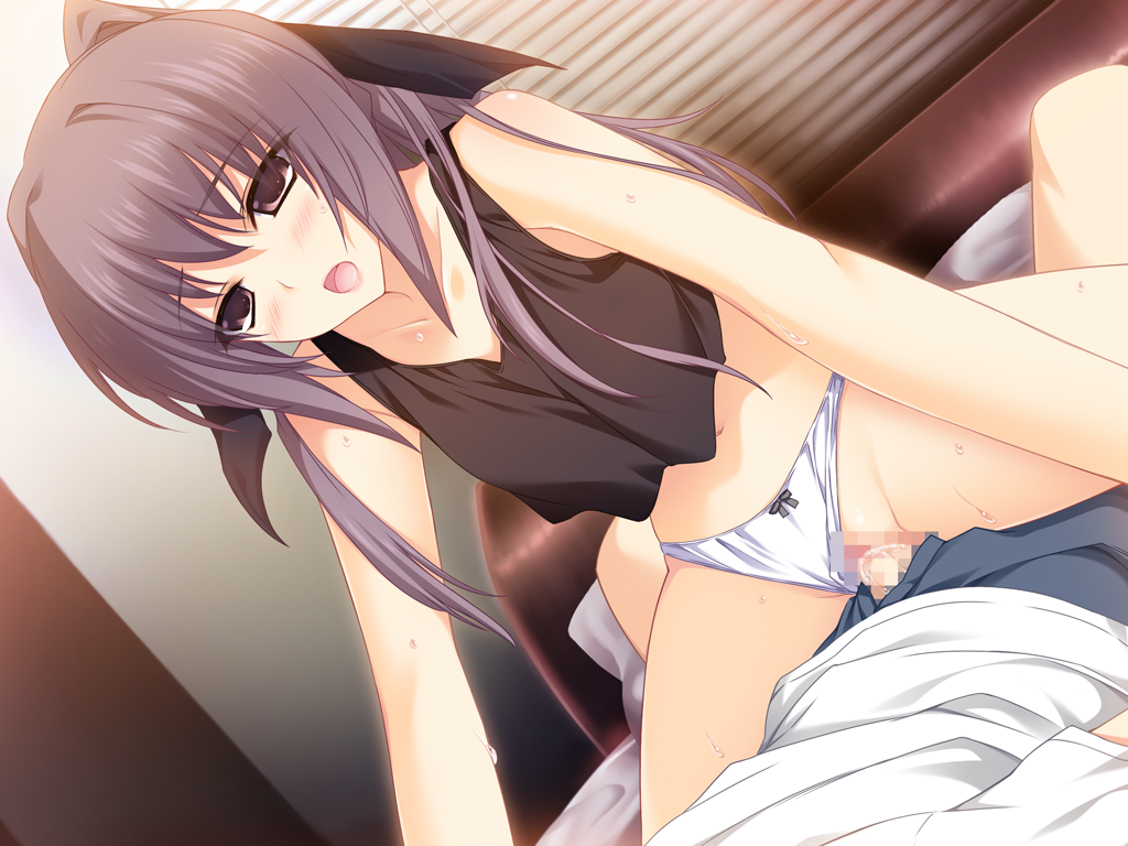 bed censored game_cg iizuki_tasuku long_hair lovely_x_cation open_mouth pantsu ponytail sex