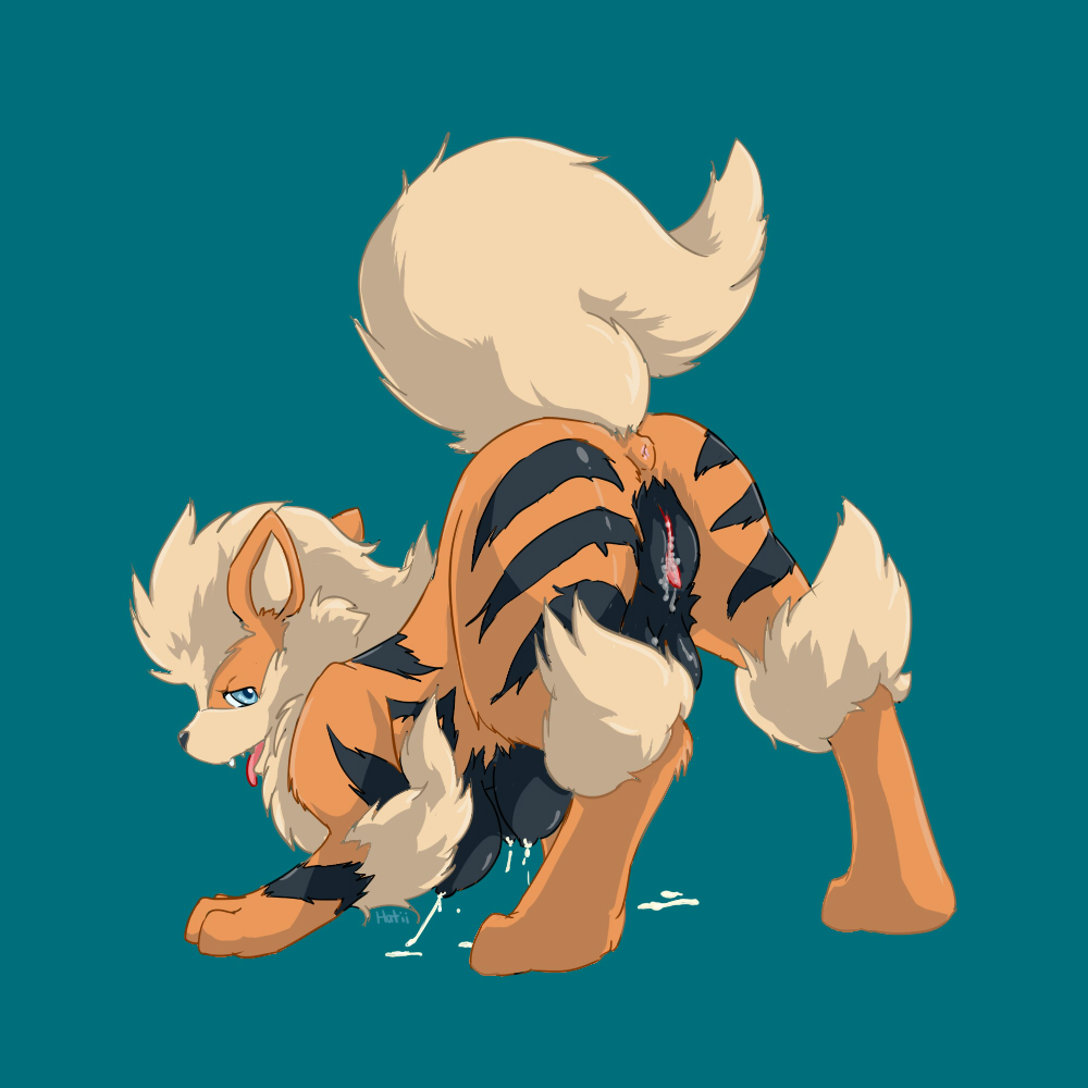 arcanine breasts butt canine clitoris dog female feral hatiimiga lactating looking_at_viewer mammal multi_breast nintendo pok&#233;mon pok&eacute;mon presenting presenting_hindquarters pussy solo video_games