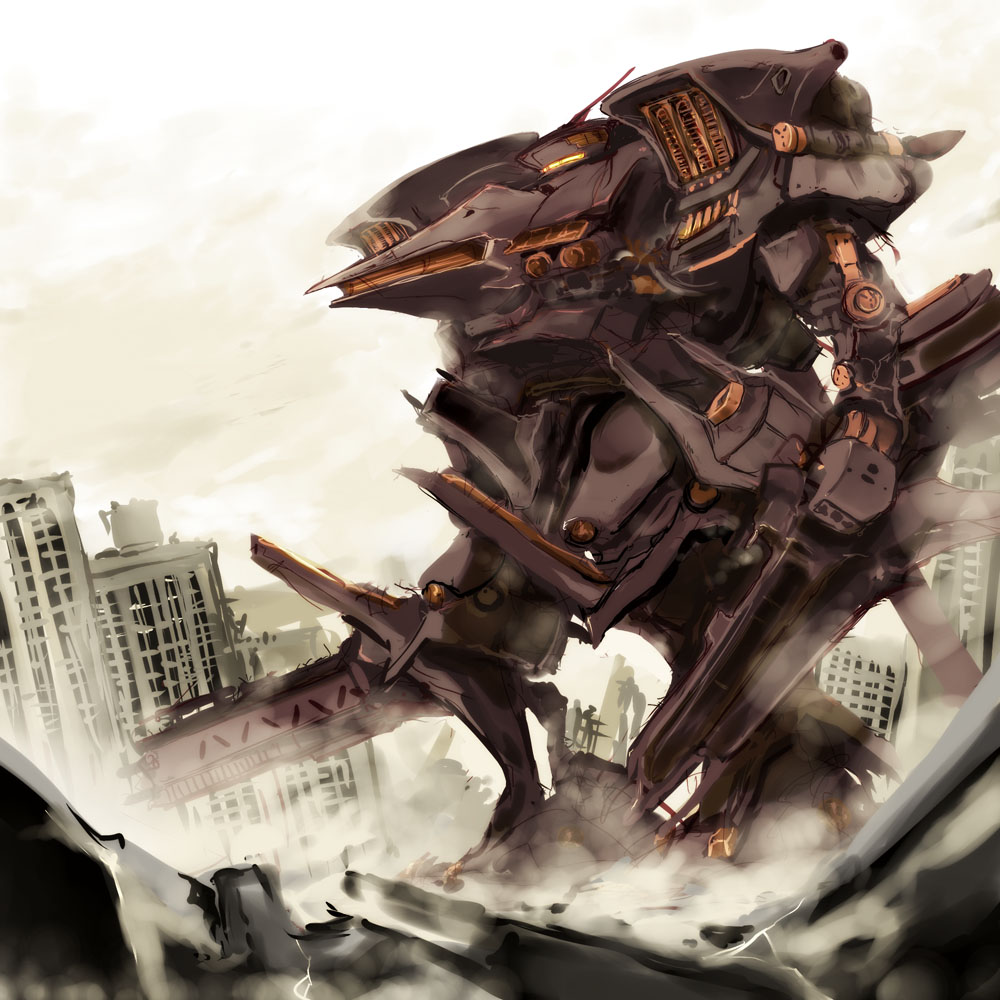 armored_core armored_core_4 artist_request building destruction from_software machine mecha robot sakaki_(noi-gren) supplice