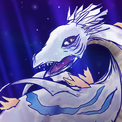 blue brown_eyes digimon fins male markings open_mouth plesiomon plesiosaur schneee solo teeth white