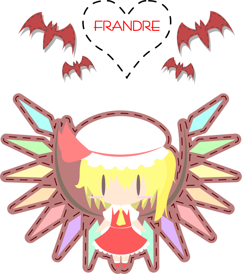 bat blonde_hair chibi flandre_scarlet hat solo takanashi_hiyori touhou wings