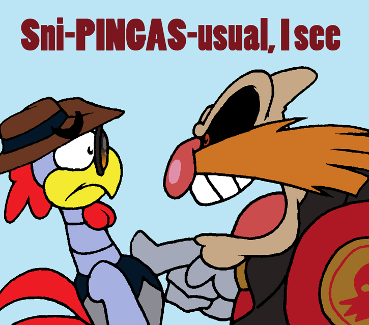 avian bird chicken dialog dialogue eyewear glasses hat heavy_(team_fortress_2) machine mechanical pingas robot robotnik scratch scratch_(character) sega sniper_(team_fortress_2) sonic_(series) team_fortress_2 text valve