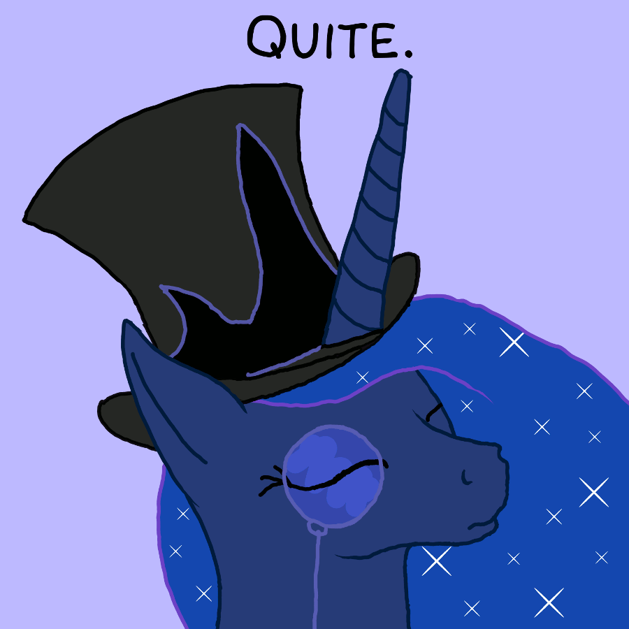 alicorn arrkhal blue_hair english_text equine eyes_closed eyewear female friendship_is_magic hair hat horn mammal monocle my_little_pony pegasus plain_background princess_luna_(mlp) quite reaction_image solo terribly_british text top_hat unicorn wings