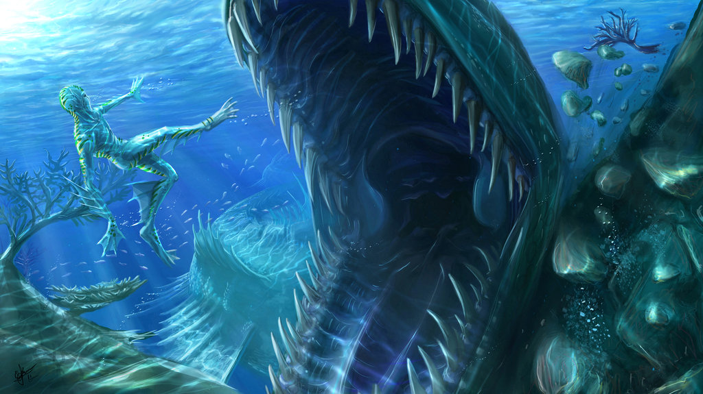 aquatic gaping_maw leviathan male nightmare_fuel open_mouth teeth underwater urielx1x water