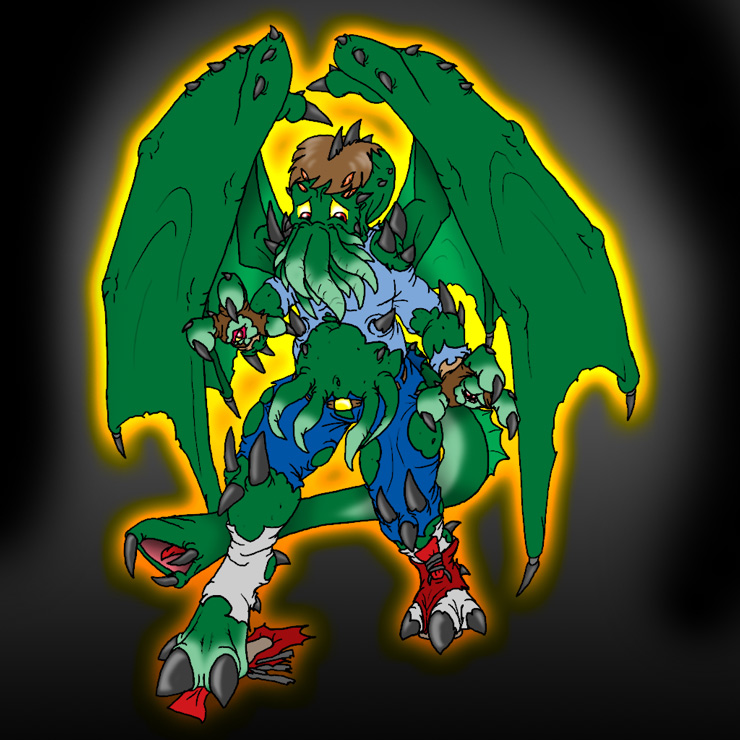 claws clothing cthulhu cthulhu_mythos cthulu h.p._lovecraft pants shirt shoes socks tail transformation wings