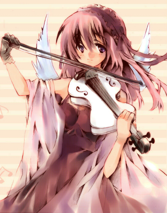 bad_deviantart_id bad_id copyright_request darksouls gloves instrument musical_note pink_hair single_glove solo violin wings