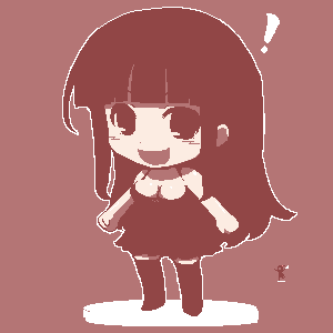 artist_request chibi copyright_request lowres monochrome oekaki red solo thighhighs