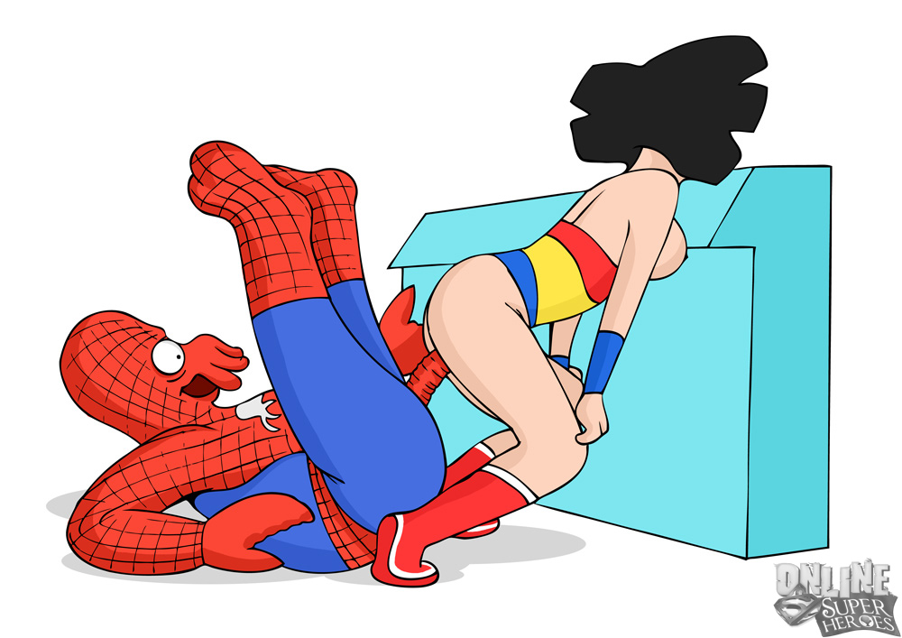 amy_wong crossover futurama online_superheroes spider-man wonder_woman zoidberg