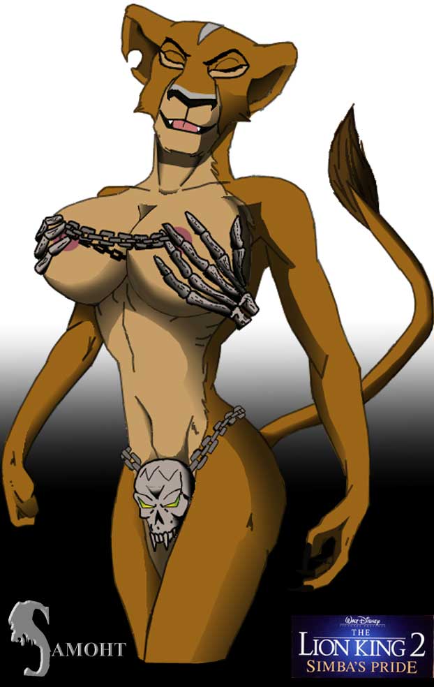 anthro anthrofied breasts chain disney feline female lion mammal samoht skeleton_hands skull solo the_lion_king zira