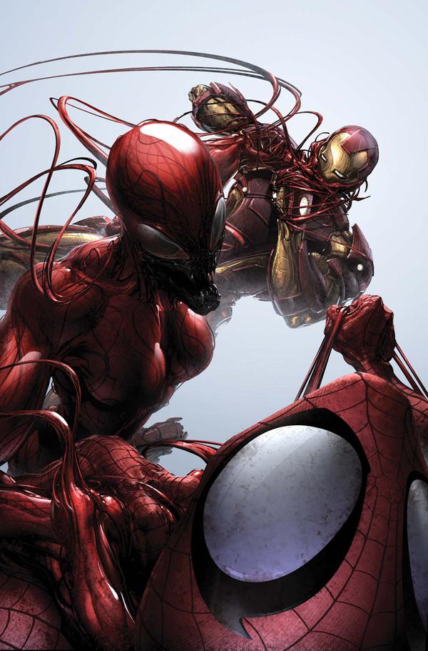 asphyxiation battle carnage choking dc_comics iron_man marvel peter_parker spider-girl spider-man spider-man_(series) spider_girl spider_man tentacle tentacles tony_stark