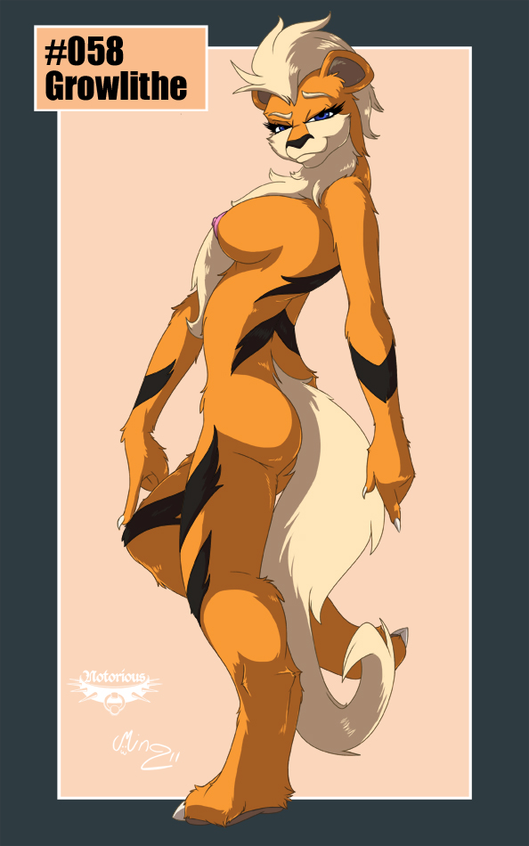 anthro blue_eyes breasts butt collaboration digitigrade female growlithe looking_at_viewer mingchee nintendo nipples notorious84 nude pinup pok&#233;mon pok&#233;morph pok&eacute;mon pok&eacute;morph pose side_boob solo standing tail the_pokedex_project video_games