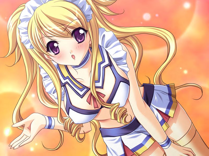 artist_request cheer_moe cheerleader game_cg kimegasa_kiyomi long_hair midriff skirt solo thighhighs