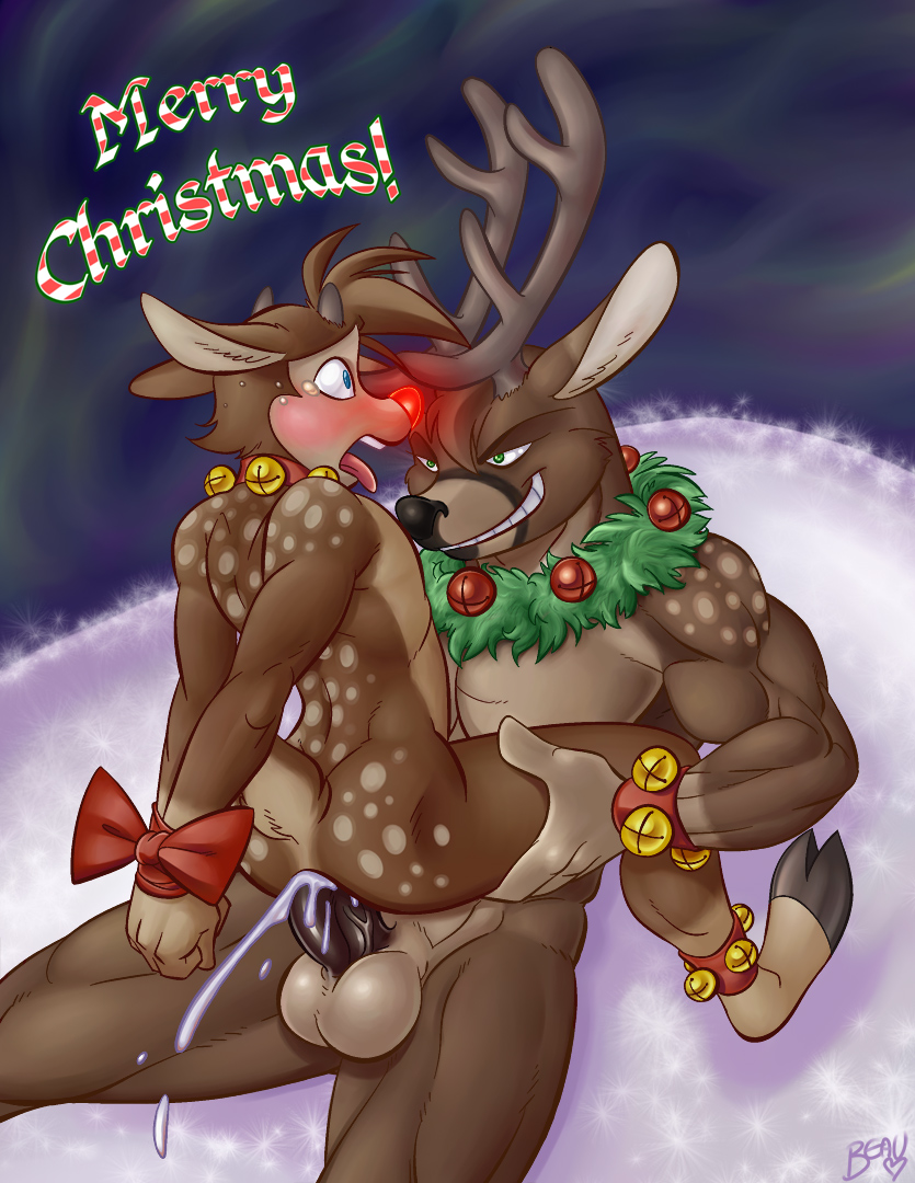 anal_penetration antlers balls bell bells blue_eyes blush cervine christmas collar couple cum cum_in_ass cum_inside gay glowing green_eyes holidays hooves horn lapinbeau male mammal muscles nude penetration penis rape_face red_nose reindeer rudolph sex tears wreath xmas