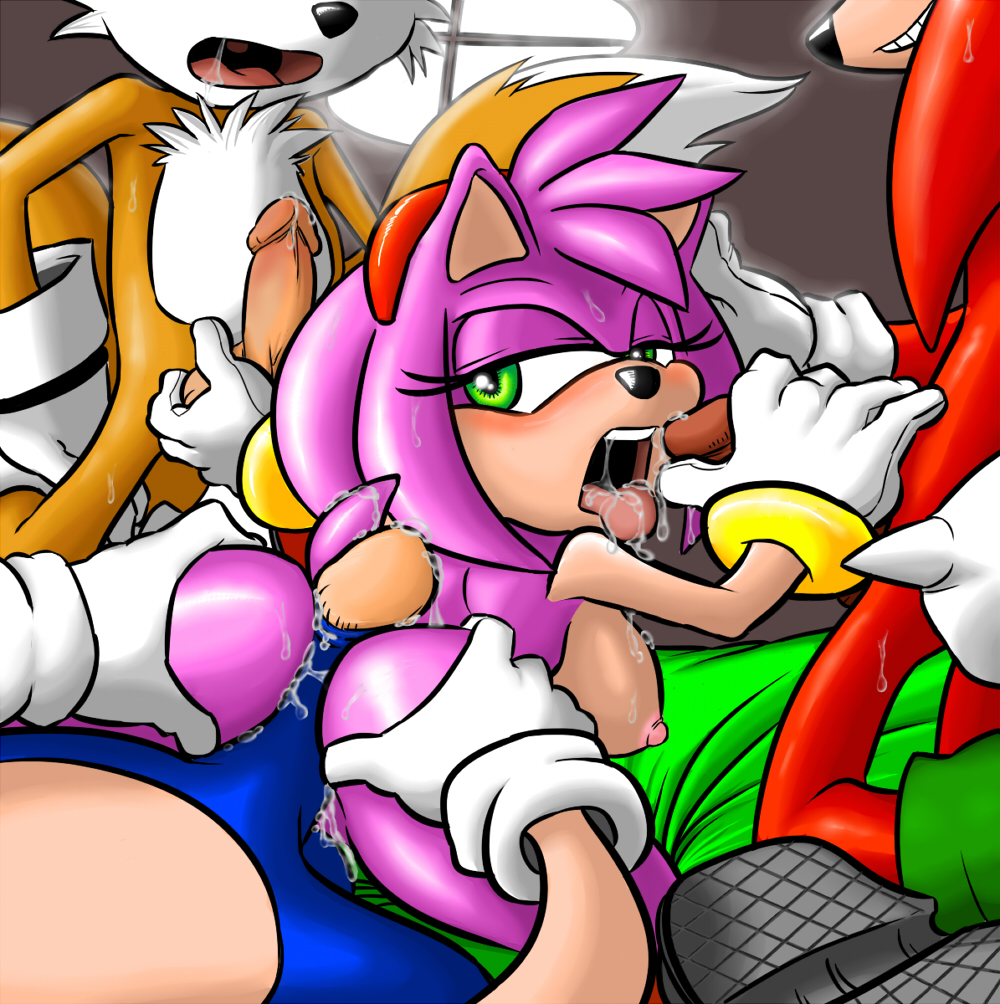 amy_rose anthro ass_job back ball_fondeling ball_fondling balls big_breasts blush breasts butt butt_grab canine cum cum_in_mouth cum_inside cum_on_butt cum_on_tail echidna erect_nipples erection eyelashes fellatio female foursome fox from_behind gangbang gloves green_eyes grin group group_sex hedgehog hot_dogging hotdogging interspecies kneeling knuckles_the_echidna licking looking_back male mammal miles_prower multitasking nipples nude open_mouth oral oral_sex penis precum pussy pussy_juice ravnic saliva sega sex side_boob smile sonic_(series) sonic_the_hedgehog straight tail tongue