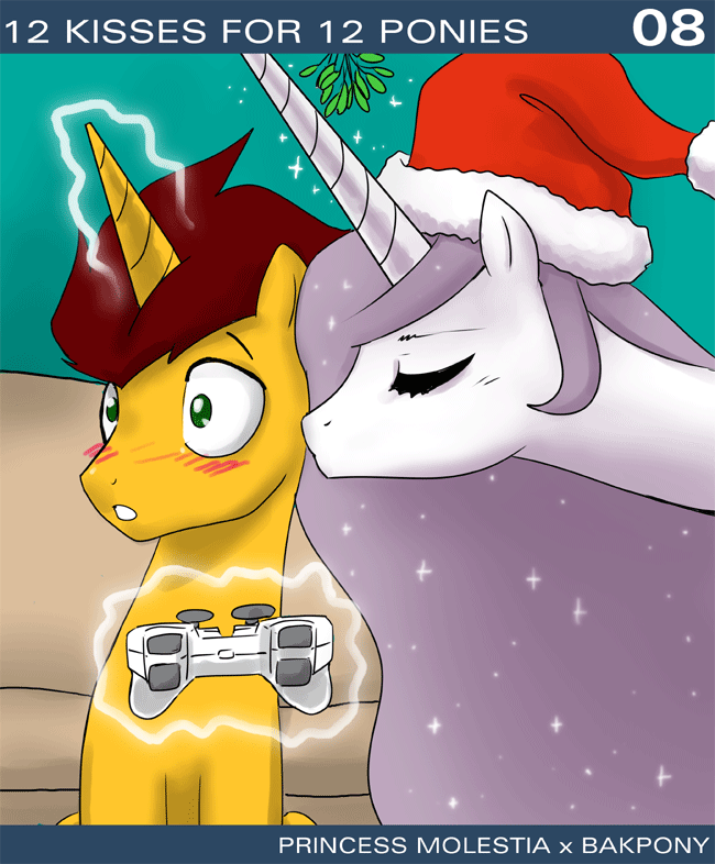 alicorn blush brown_hair christmas controller dialog dialogue duo english_text equine eyes_closed female feral friendship_is_magic fur green_eyes hair hat holidays horn horse john_joseco kissing magic male mammal mistletoe my_little_pony orange_fur pink_hair pony princess princess_celestia_(mlp) princess_molestia_(mlp) royalty santa_hat text tumblr unicorn video_games white_fur