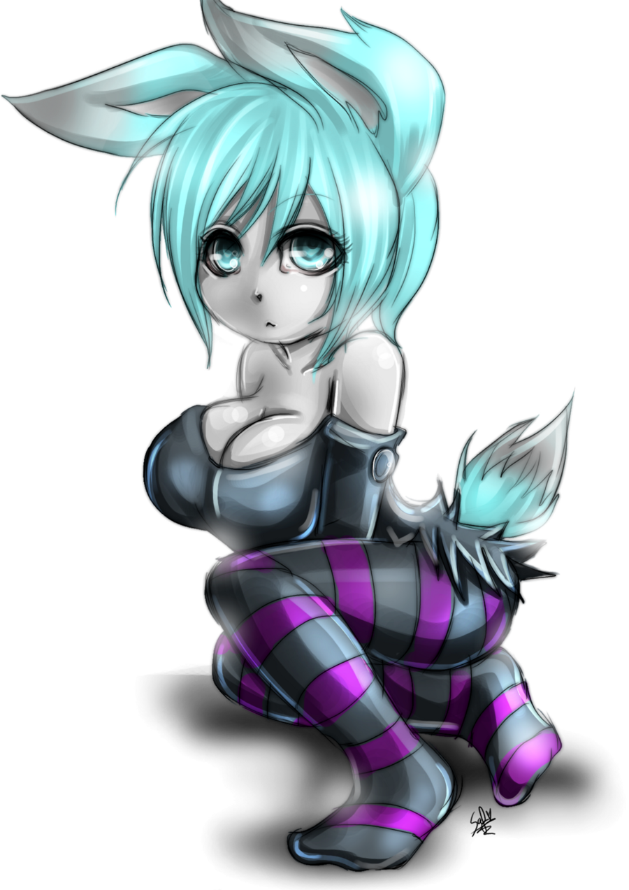 breasts cleavage female lagomorph leggings nicky_the_rabbit solo team-happi-bomb