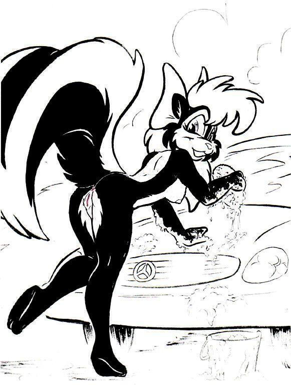 anus black_and_white bow breasts butt car_wash female fluffy_tail joe_rosales looking_at_viewer looking_back mammal mercedes_(car) monochrome nude pussy raised_tail sabuna side_boob skunk solo tail vkyrie wet wildlifers