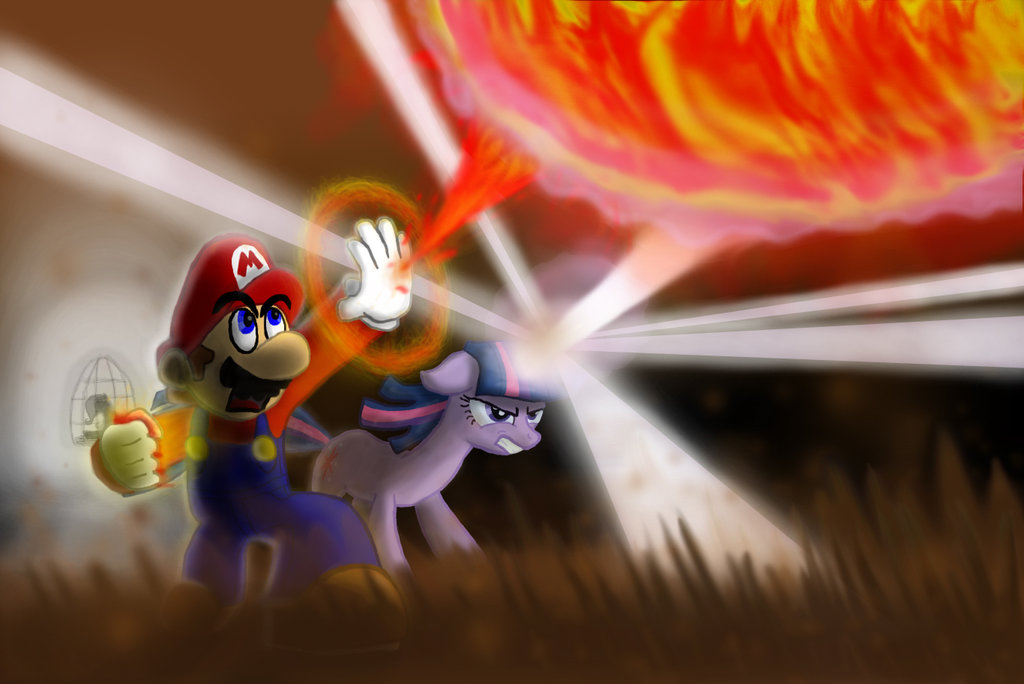 cartoon crossover equine female fire friendship_is_magic horse human magic male mario mario_bros my_little_pony nintendo pony s216barber twilight_sparkle_(mlp) unicorn video_games