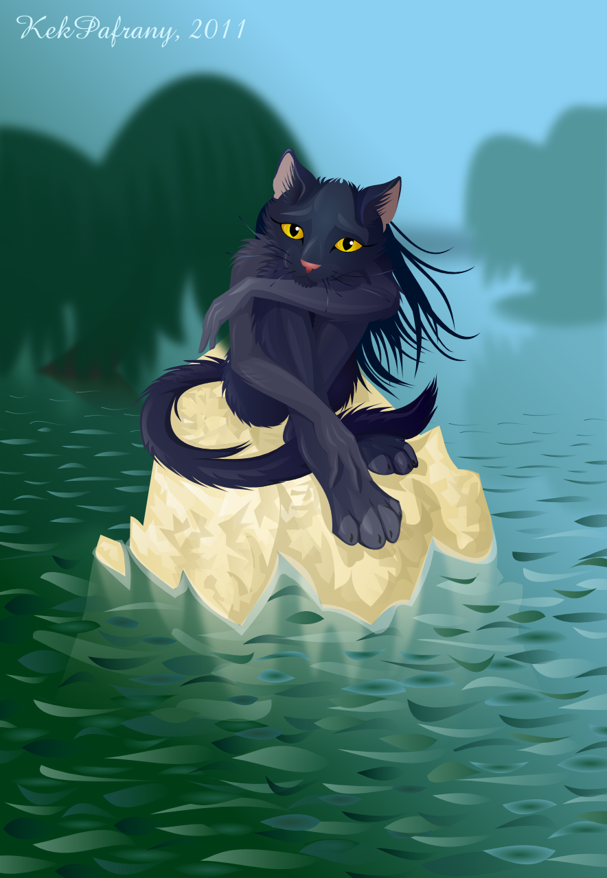 black_cat cat colored digital feline kekpafrany mammal rassimel rock sleethsight tail vector water willow world-tree-rpg yellow_eyes
