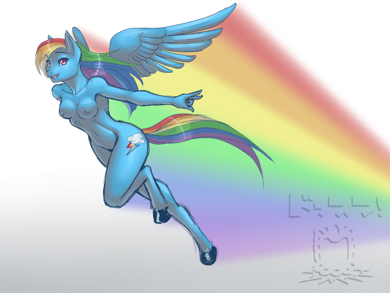 anthro anthrofied blue_fur breasts cutie_mark dossun equine female friendship_is_magic fur hair hooves mammal multi-colored_hair my_little_pony nude pegasus rainbow_dash rainbow_dash_(mlp) rainbow_hair solo source_request wings