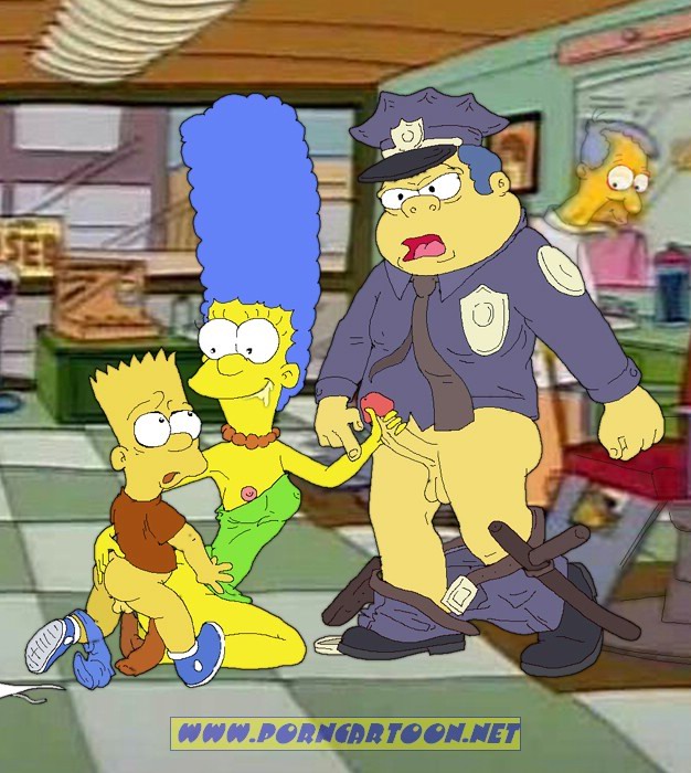 bart_simpson chief_wiggum marge_simpson porncartoon the_simpsons