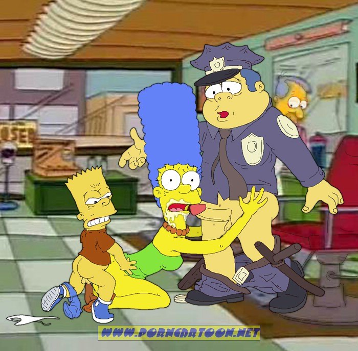 bart_simpson chief_wiggum marge_simpson porncartoon the_simpsons