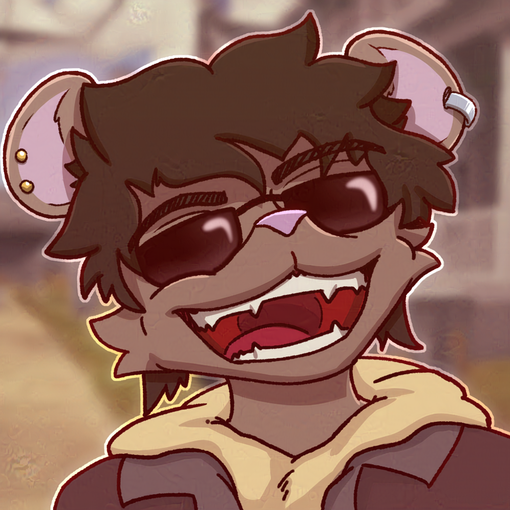 anthro brown_body cheek_tuft clothed clothing ear_piercing eyewear facial_tuft male mammal murid murine open_mouth piercing rat rodent shaded solo sunglasses teeth tongue tuft websheck