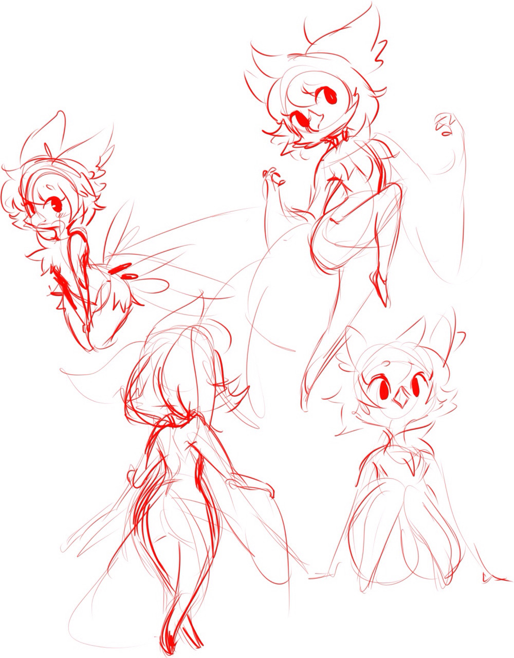 4_fingers anthro avian beak bird blush chest_tuft expressions feathers female fingers front_view hi_res monotone_body multiple_images multiple_poses perico pose psibunny rear_view solo tuft