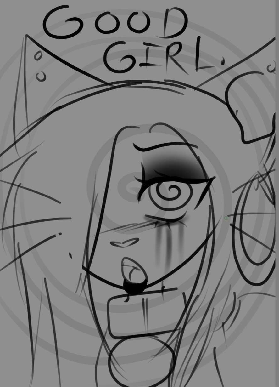 anthro bell bell_collar collar cumcadaver domestic_cat felid feline felis female good_girl goth hi_res hypnosis lips lipstick makeup mammal mind_control misgendering neve_lunn nonbinary_(lore) running_makeup running_mascara solo thick_bottom_lip thick_lips