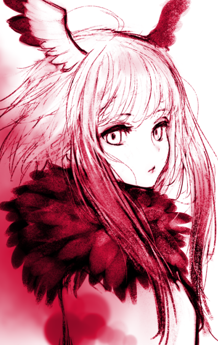 1girl bird_girl bird_wings feathered_wings head_wings ise_(0425) jacket japanese_crested_ibis_(kemono_friends) kemono_friends long_hair looking_at_viewer multicolored_hair red_hair red_jacket red_scarf scarf simple_background solo two-tone_hair upper_body white_eyes white_hair wings