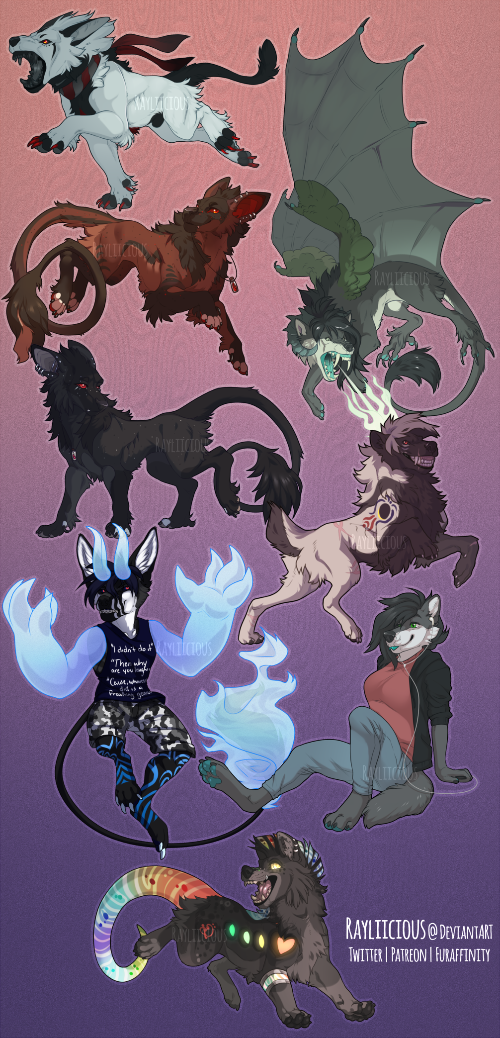 ambiguous_gender animal_genitalia anthro biped black_body black_fur blep blue_hair blue_horn blue_tongue brown_body brown_fur canid closed_smile clothed clothing dark_hair dragon ear_piercing ear_ring ear_stud female feral fully_sheathed fur genitals green_eyes grey_body grey_fur grey_hair grey_horn grey_tongue grey_wings grin hair hi_res horn hybrid male mammal membrane_(anatomy) membranous_wings mouth_closed multicolored_tail mythological_creature mythological_scalie mythology open_mouth open_smile orange_eyes piercing quadruped rayliicious red_eyes red_sclera ring_piercing scalie sheath sketch_page smile solo tail tail_tuft tongue tongue_out tuft white_body white_fur wings yellow_eyes yellow_sclera