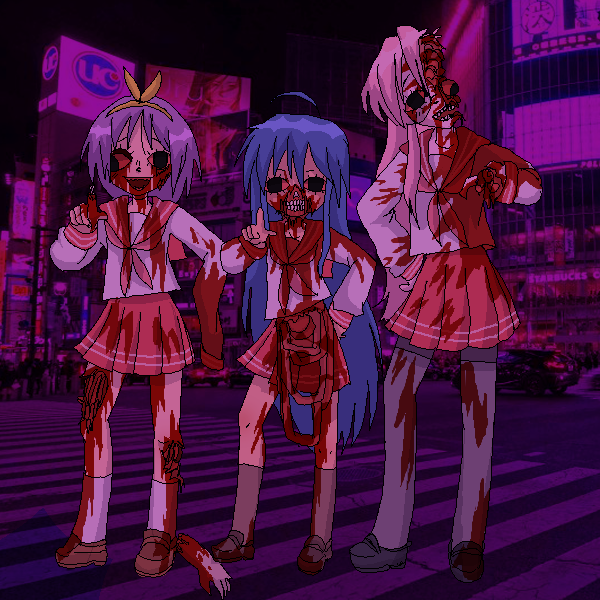 blood blood_on_clothes body_horror creepypasta guro hiiragi_tsukasa horror_(theme) izumi_konata kebbyfish lucky_star organs pixel_art takara_miyuki