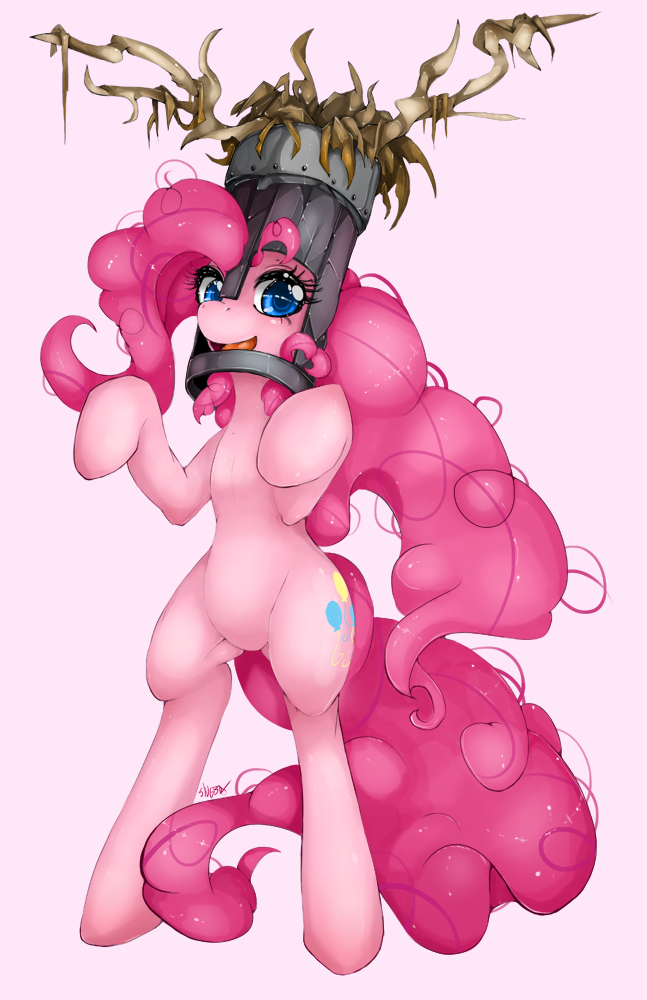 blue_eyes cutie_mark equine female feral friendship_is_magic hair helmet horse long_hair mammal monty_python_and_the_holy_grail my_little_pony pink_hair pinkie_pie_(mlp) pony slugbox smile tail the_knights_who_say_"ni"