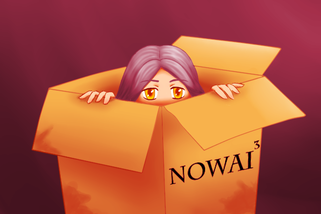 box gray_hair grey_hair mascot nowai-tan orange_eyes