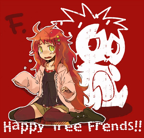 boots copyright_name english flaky hair_ornament hairclip happy_tree_friends jacket jpeg_artifacts long_hair messy_hair negura_(yamadori) personification porcupine red red_background red_hair resized shadow simple_background sitting sleeves_past_wrists solo tears thighhighs typo wariza yellow_eyes