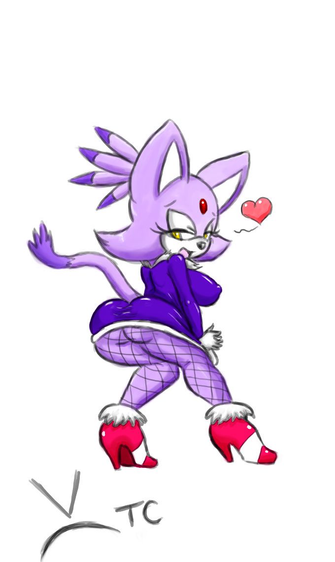 &hearts; amber_eyes animal_ears anthro big_breasts big_butt blaze_the_cat breasts butt clothing feline female looking_back mammal nipples sega sonic_(series) tail thecon tight_clothing