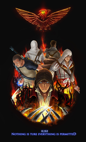 alex_mercer assassin's_creed assassin's_creed cole_mcgrath crossover engrish ezio_auditore_da_firenze hoodie infamous infamous_2 nathan_drake pixiv(1776315) pixiv_thumbnail prototype_(game) resized uncharted