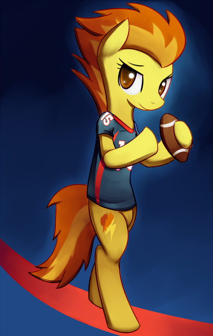 american_football clothing cutie_mark equine female football friendship_is_magic hair horse looking_at_viewer mammal multi-colored_hair my_little_pony negativefox pony solo spitfire_(mlp) tail wings wonderbolts_(mlp)