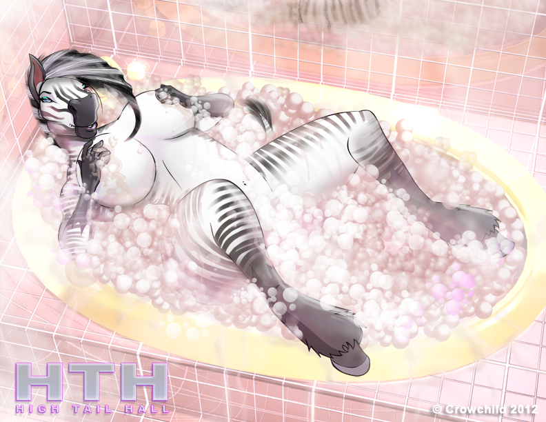 anthro bathtub big_breasts black_hair blue_eyes breasts crowchild equine female hair hth_studios mammal solo spread_legs spreading tanya_winters thighs two_color_hair two_tone_hair voluptuous white_hair wide_hips zebra