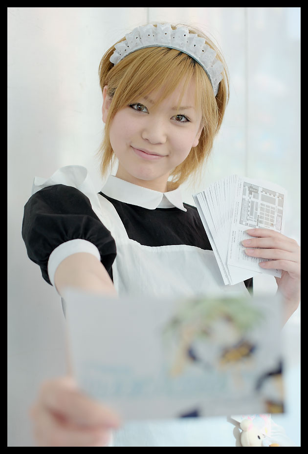 blonde_hair cosplay maid maid_apron maid_uniform moesham_girl photo