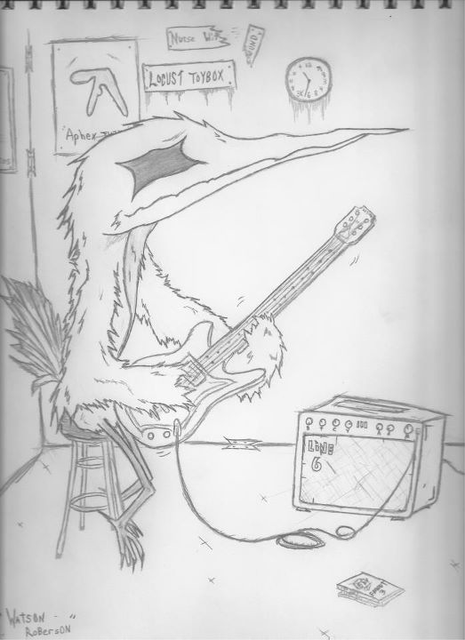 amp avian bird crow greyscale guitar monochrome music pashmenia pencil